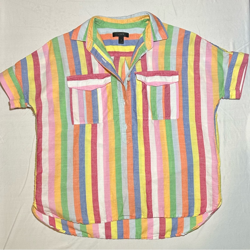 J. Crew Multicolor Half Button Top